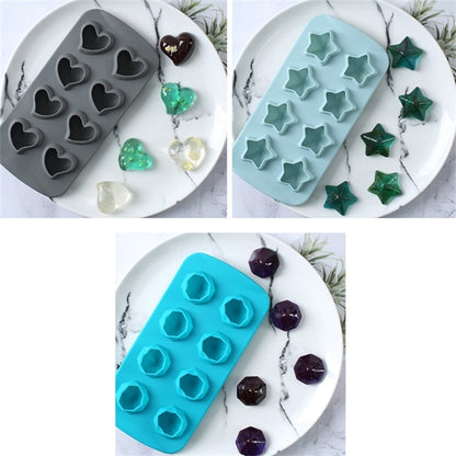 2 PCS Creative Silicone Ice Tray Mold 8 Continuous Mould Home-Made DIY Ice Tray Box, Style:, Brick  (Blue), Brick (Candy Color), Brick  (Jelly), Heart-shaped(Candy Effect), Heart-shaped(Jelly Effect), Five-star (Candy Effect)���������������������������...