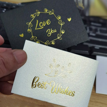 150 PCS Wedding Blessing Card Thank You Message Gift Decoration Card Bronzing Flower Greeting Card, Blessing （White）, Thank You （White）, Love You （White）, Happy Birthday （White）, Blessing （Black）, Thank You （Black）, Love You （Black）��������������������...