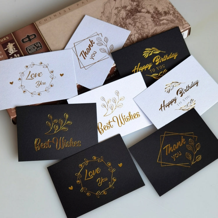 150 PCS Wedding Blessing Card Thank You Message Gift Decoration Card Bronzing Flower Greeting Card, Blessing （White）, Thank You （White）, Love You （White）, Happy Birthday （White）, Blessing （Black）, Thank You （Black）, Love You （Black）��������������������...