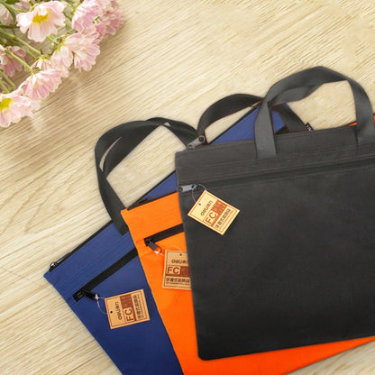 Deli 5840 Portable Canvas Zipper File Bag Double Simple Storage Bag