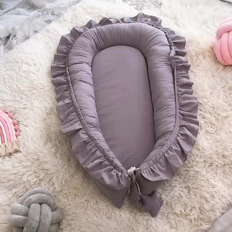 Lace Cotton Baby Uterus Bionic Bed Portable Newborn Bed Mat, Pink, Beige, Gray, Blue-green