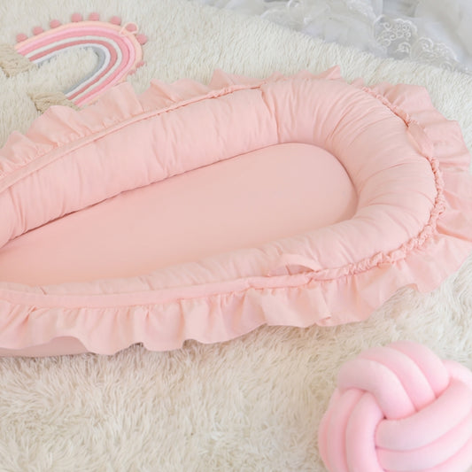 Lace Cotton Baby Uterus Bionic Bed Portable Newborn Bed Mat, Pink, Beige, Gray, Blue-green