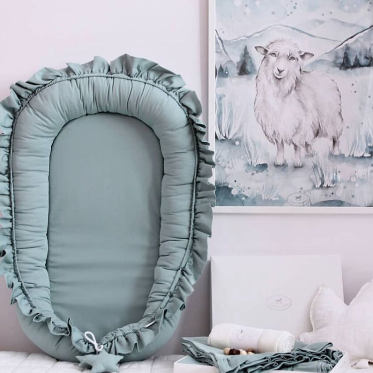 Lace Cotton Baby Uterus Bionic Bed Portable Newborn Bed Mat, Pink, Beige, Gray, Blue-green