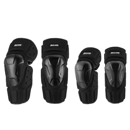 SULAITE Off-Road Motorcycle Windproof Warmth Drop-Proof Breathable Carbon Fiber Protective Gear, Knee Pads+Elbow Pads, Knee Pads