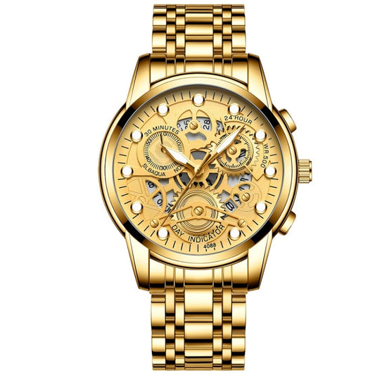 FNGEEN 4088 Men Hollow Quartz Watch Student Waterproof Luminous Watch
