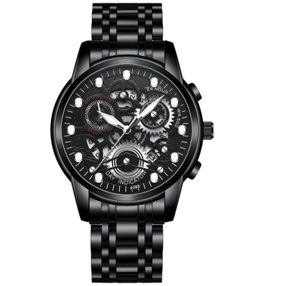 FNGEEN 4088 Men Hollow Quartz Watch Student Waterproof Luminous Watch