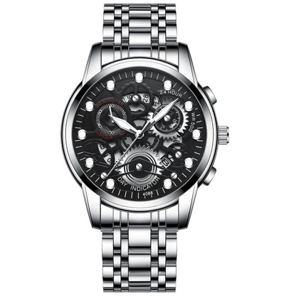FNGEEN 4088 Men Hollow Quartz Watch Student Waterproof Luminous Watch