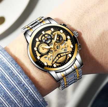 FNGEEN 4088 Men Hollow Quartz Watch Student Waterproof Luminous Watch