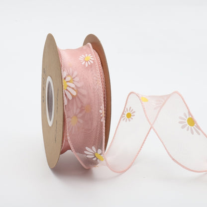 Small Daisy Mermaid Ribbon Flower Bouquet Handwriting Snow Yarn Ribbon, Beige, Black, White, Mint Green, Smoky Gray, Taro Purple, Pink