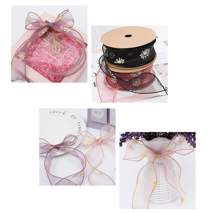 Small Daisy Mermaid Ribbon Flower Bouquet Handwriting Snow Yarn Ribbon, Beige, Black, White, Mint Green, Smoky Gray, Taro Purple, Pink