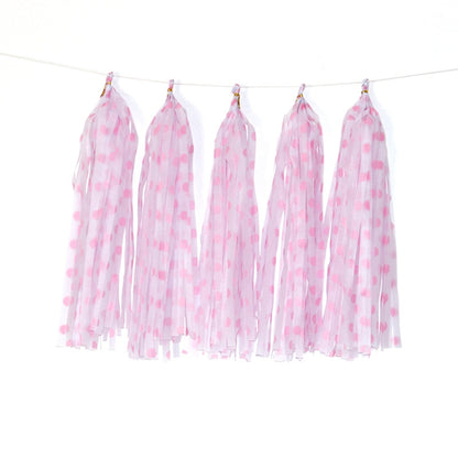 Color Polka Dot Paper Tassels Birthday Room Decoration Ribbon Garland