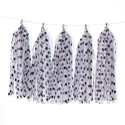 Color Polka Dot Paper Tassels Birthday Room Decoration Ribbon Garland