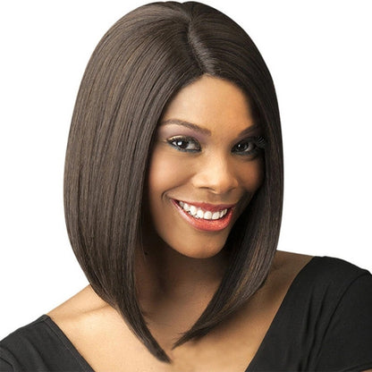 Ladies Short Hair Bobo Head Synthetic Hair Cover, Black, Light Brown