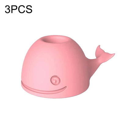 3 PCS Silicone Whale Toothbrush Holder Desktop Office Pen Holder, Pink, Dark Blue, Light Blue
