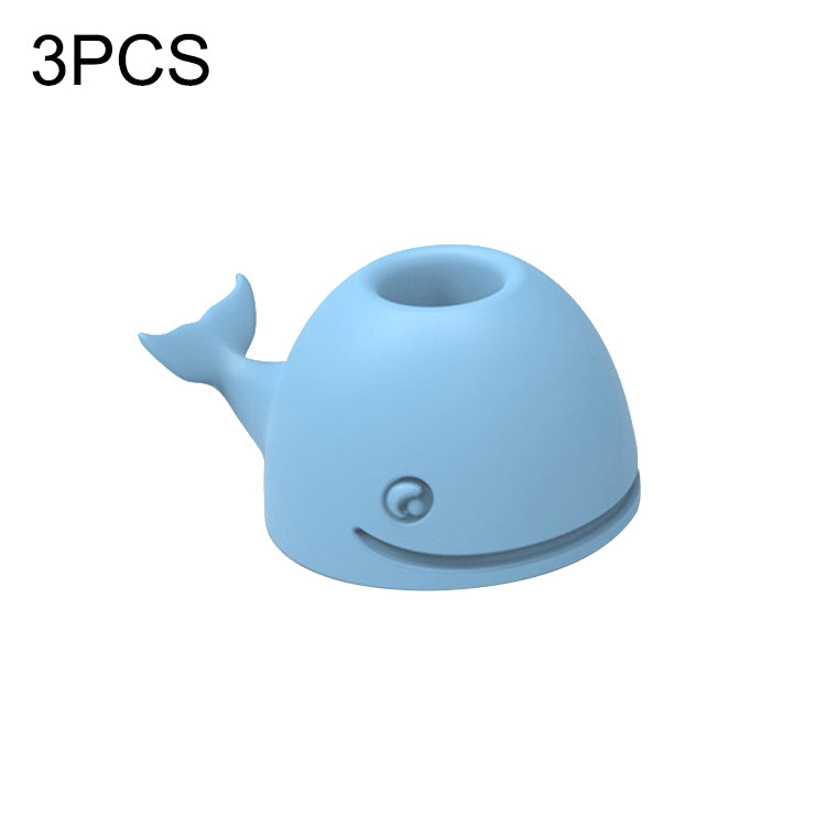 3 PCS Silicone Whale Toothbrush Holder Desktop Office Pen Holder, Pink, Dark Blue, Light Blue