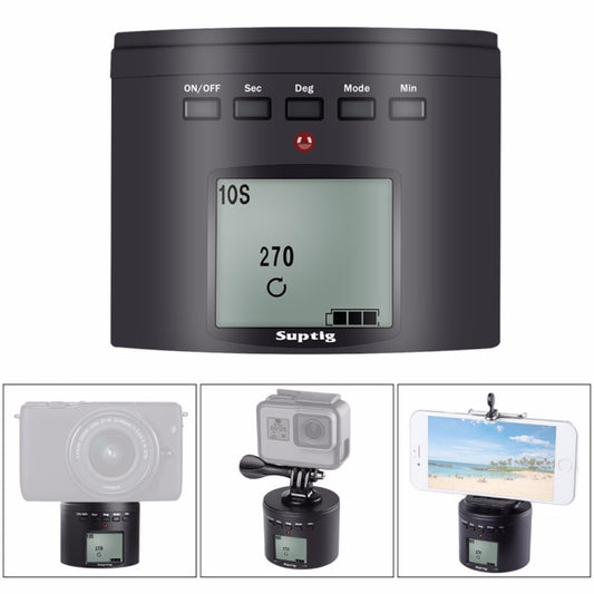 محول حامل ثلاثي القوائم Suptig RSX-350 بانورامي 360 درجة مع رأس تثبيت فاصل زمني يعمل بالطاقة لكاميرات GoPro HERO9 /8 /7 /6 /5 /5 Session /4 Session /4 /3+ /3 /2 /1، وكاميرات Xiaoyi وغيرها من كاميرات الحركة