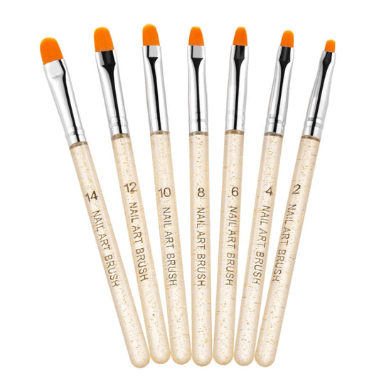 7 In 1 Phototherapy Pen Round Head Line Pen Transparent Rod Painted Pen Drawing Pen Nail Art Brush Tool, Gold Power, Silver Power
