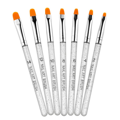 7 In 1 Phototherapy Pen Round Head Line Pen Transparent Rod Painted Pen Drawing Pen Nail Art Brush Tool, Gold Power, Silver Power