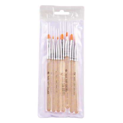 7 In 1 Phototherapy Pen Round Head Line Pen Transparent Rod Painted Pen Drawing Pen Nail Art Brush Tool, Gold Power, Silver Power