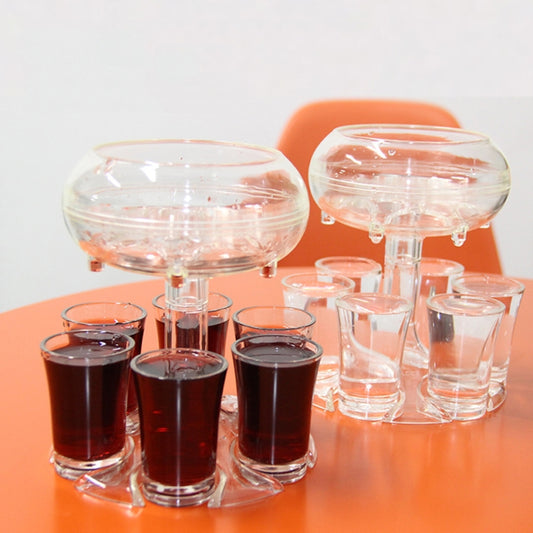 6 Shot Glass Dispenser And Holder Automatic Diversion Pourer, Transparent, Wine Red, Sky Blue, Gold