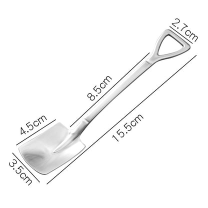 410 Stainless Steel Shovel Spoon Retro Cute Square Head Spoon