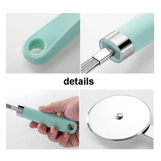 9 in 1 Plastic Handle Stainless Steel Kitchen Utensils Household Gadget Set, Cyan, Black