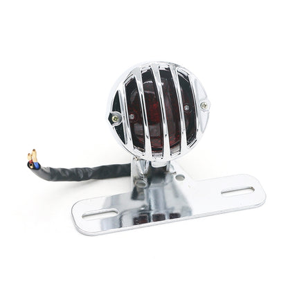 Universal Retro Waning Tail Light Motorcycle Modified Rear Tail Light Brake Light, Black, Silver