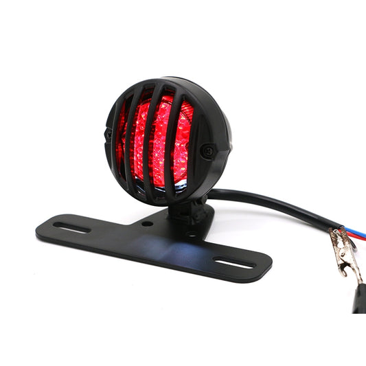 Universal Retro Waning Tail Light Motorcycle Modified Rear Tail Light Brake Light, Black, Silver