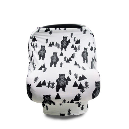 Multifunctional Enlarged Stroller Windshield Breastfeeding Towel Baby Seat Cover, Arrow, Pink Peony, Black and White Stripes, Leaf Flowers, Blue Dots, Purple Flowers, Gray Pattern, Bear, Black Triangle, Puppy, Red Geometry, Black and White Grid, Galaxy...
