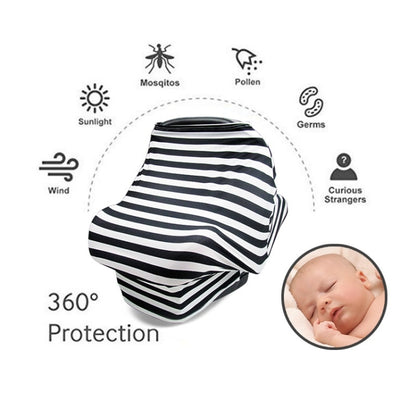 Multifunctional Enlarged Stroller Windshield Breastfeeding Towel Baby Seat Cover, Arrow, Pink Peony, Black and White Stripes, Leaf Flowers, Blue Dots, Purple Flowers, Gray Pattern, Bear, Black Triangle, Puppy, Red Geometry, Black and White Grid, Galaxy...