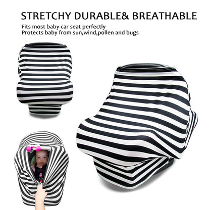 Multifunctional Enlarged Stroller Windshield Breastfeeding Towel Baby Seat Cover, Arrow, Pink Peony, Black and White Stripes, Leaf Flowers, Blue Dots, Purple Flowers, Gray Pattern, Bear, Black Triangle, Puppy, Red Geometry, Black and White Grid, Galaxy...
