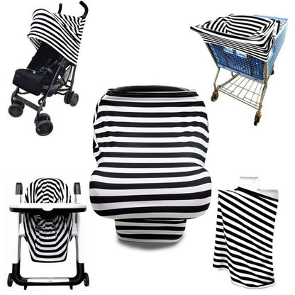 Multifunctional Enlarged Stroller Windshield Breastfeeding Towel Baby Seat Cover, Arrow, Pink Peony, Black and White Stripes, Leaf Flowers, Blue Dots, Purple Flowers, Gray Pattern, Bear, Black Triangle, Puppy, Red Geometry, Black and White Grid, Galaxy...