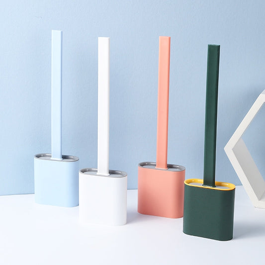 Household Long Handle Soft Plastic Gap Toilet Brush TPR Decontamination Cleaning Brush, White, Pink, Light Blue, Green