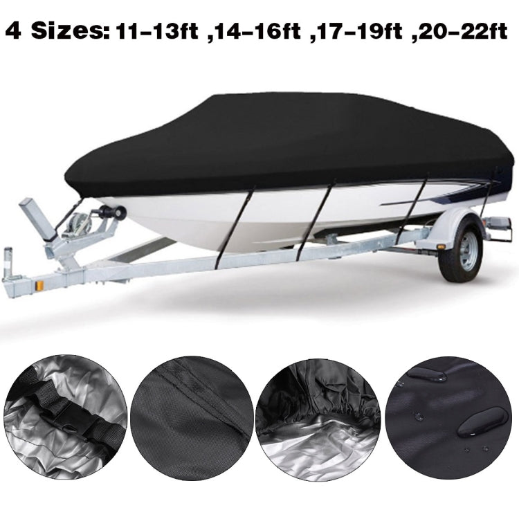 210D Waterproof Boat Cover Speedboat Towed Fishing V-Shaped Boat Cover Rain And Sun Protection Cover, 11-13FT 420x270cm, 14-16FT 530x290cm, 17-19FT 600x310cm, 20-22FT  700x320cm