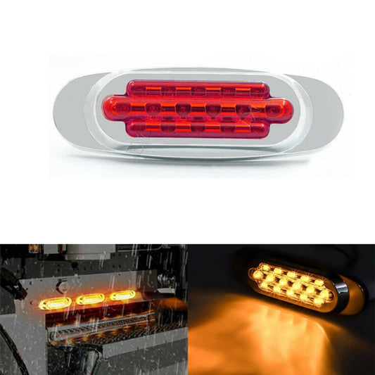 12-24V 2000-4000K 16 LEDs Electroplating Side Lights Side Tail Lights Cargo Truck Modification Light, Red (2 Lines Always Bright), Yellow (2 Lines Always Bright), Red (High and Low Light 3 Lines), Yellow (High and Low Light 3 Lines)