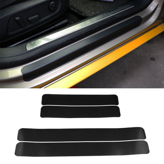 5 Sets Car Threshold Carbon Fiber Sticker Car Door Scratch Strip Anti-Kick Film Protective Pad Threshold Strip, 4 PCS / Set 3D Black, 4 PCS / Set 4D Black