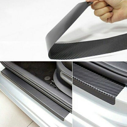 5 Sets Car Threshold Carbon Fiber Sticker Car Door Scratch Strip Anti-Kick Film Protective Pad Threshold Strip, 4 PCS / Set 3D Black, 4 PCS / Set 4D Black