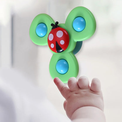 3 In 1 Fingertip Spinner Baby Rattle Three-Color Insect Sucker Turn And Turn Fun Baby Bath Toy, Fingertip Spinner