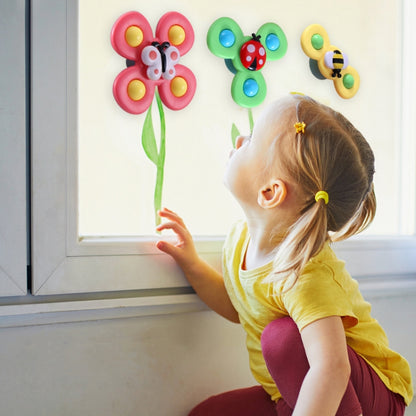 3 In 1 Fingertip Spinner Baby Rattle Three-Color Insect Sucker Turn And Turn Fun Baby Bath Toy, Fingertip Spinner