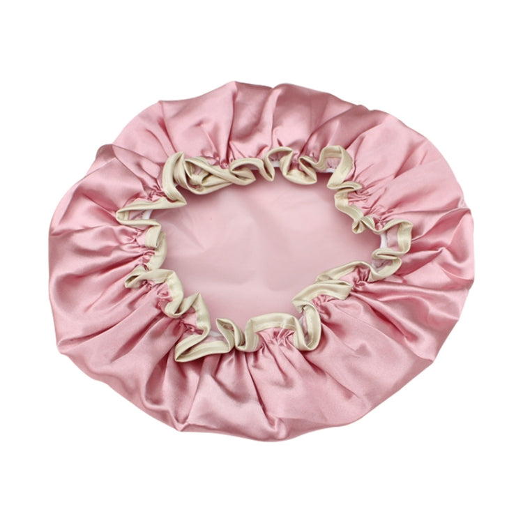 Lovely Thick Women Satin Colorful Double Waterproof Hair Cover Bathing Cap, Pink, Gold, Grey