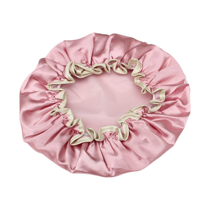 Lovely Thick Women Satin Colorful Double Waterproof Hair Cover Bathing Cap, Pink, Gold, Grey