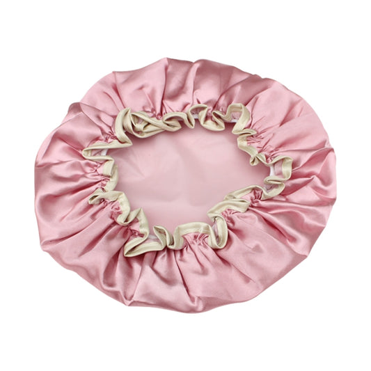 Lovely Thick Women Satin Colorful Double Waterproof Hair Cover Bathing Cap, Pink, Gold, Grey