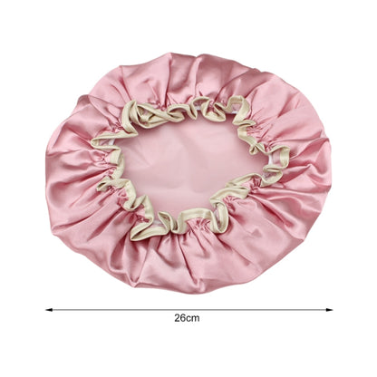 Lovely Thick Women Satin Colorful Double Waterproof Hair Cover Bathing Cap, Pink, Gold, Grey