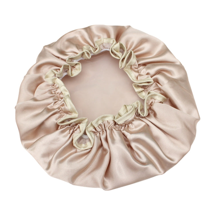 Lovely Thick Women Satin Colorful Double Waterproof Hair Cover Bathing Cap, Pink, Gold, Grey