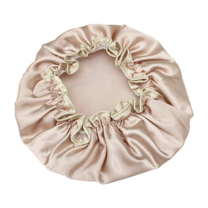 Lovely Thick Women Satin Colorful Double Waterproof Hair Cover Bathing Cap, Pink, Gold, Grey