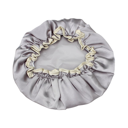 Lovely Thick Women Satin Colorful Double Waterproof Hair Cover Bathing Cap, Pink, Gold, Grey