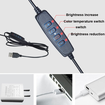ضوء قوي مقاس 6 بوصات مع حلقة إضاءة LED قابلة للتعديل بدرجة حرارة قابلة للتعديل، ضوء مشبك للكمبيوتر المكتبي، طول الكابل: 2 متر