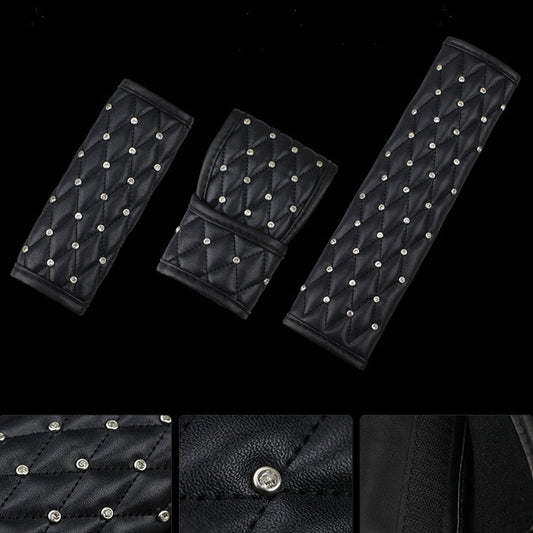 Car Interior Cover Diamond Car Accessories, A Pair Shoulder Guard, Gear Cover, Handbrake Cover