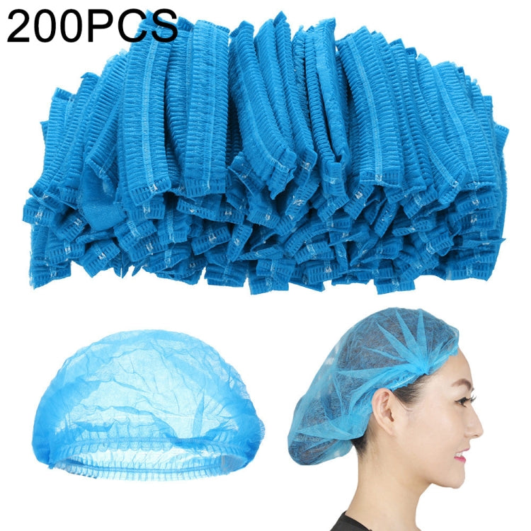 200 PCS Non-woven Disposable Pleated Anti Dust Hat Bath Caps For Spa Hair Salon Beauty, Non-woven (Blue), Non-woven (White)