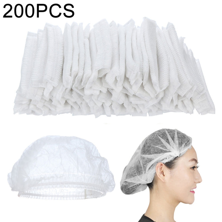 200 PCS Non-woven Disposable Pleated Anti Dust Hat Bath Caps For Spa Hair Salon Beauty, Non-woven (Blue), Non-woven (White)